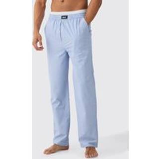Mens Blue Double Waistband Woven Stripe Lounge Bottoms