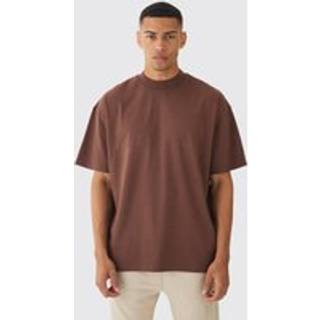 Mens Coffee Oversized Extended Neck Heavy T-shirt