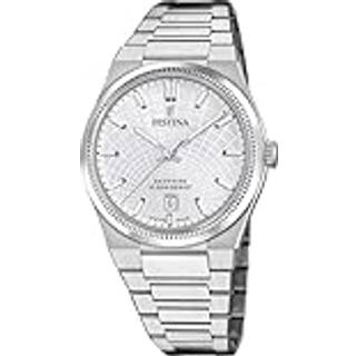 Festina Swiss Made Rivé herreur i stål med sølvfarvet urskive