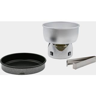 Spritbrænder Trangia Mini, 1000 W + 1 kasserolle &amp; vindskærm i AL / aluminium + 1 stegepande/låg i NS / Non Stick-teflon + tang, + T-Tenol (1 liter)