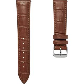 21mm Lysebrun Urrem i Krokodille-Præget Læder med Sølvfarvet Spænde – Quick Release