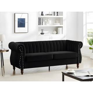Chesterfield 3-personers sofa i sort fløjl TRUMBO