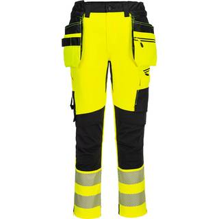 DX4 hi-vis arbejdsbukser med aftagelige hængelommer - Gul/Sort (Størrelse: 40)