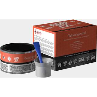 Gelcoatspartel FiberFix, knækket hvid (80096), 100 gram + 10 gram hærder + blandingskop + omrører