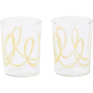 Niko June - Soft Serve Drinking Glass 2Pcs Yellow Swirl - Drikkeglas - Niko Juno - Guld