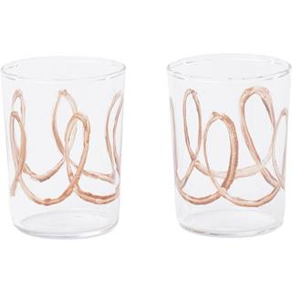 Niko June - Soft Serve Drinking Glass 2Pcs Brown Swirl - Drikkeglas - Niko Juno - Brun