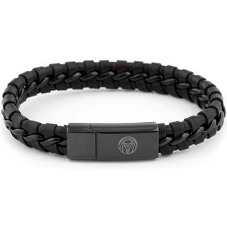 Plisseret Sort Læderarmbånd