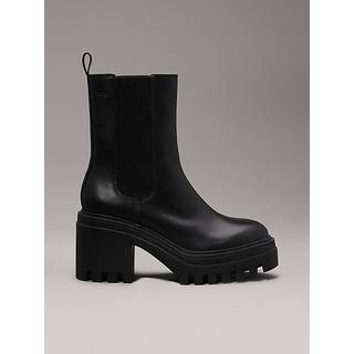 Leather Chunky Heeled Chelsea Boots - Black - EU 40
