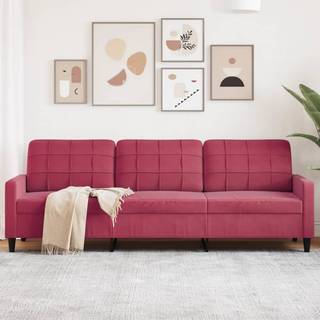 3-Personers Sofa Fløjl - 210 cm / Vinrød