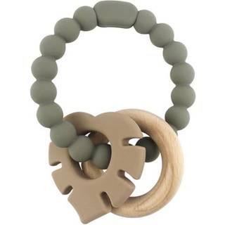 Magni Biderangle i silikone m. træ og blad vedhæng - Grå