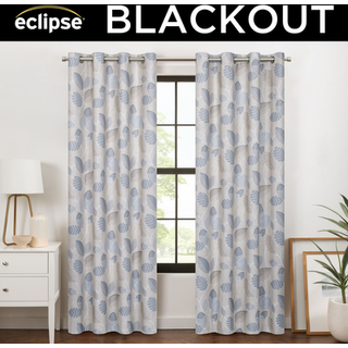 Eclipse 100% m?rkl?gningsgardin Larissa Leaf Grommet gardin 84 i lang x 50 i bred m?nstret 100% m?rkl?gningsgardin termisk isoleret gardin til st