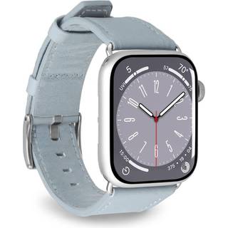 Apple Watch (42/44/SE/45/46/49mm) Puro E-CLASSIC Vegansk Læder Urrem - Lyseblå