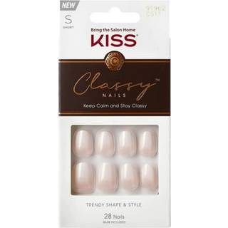 Kiss klassisk presse-på negle negle lim inkluderet 'spillere' hvid kort størrelse oval form inkluderer 28 negle 2g lim 1 manicure stick 1 mini fi