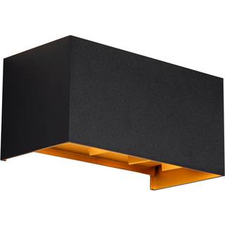 Udendørs væglampe sort med guld inkl. LED 4-lys IP54 - Edwin