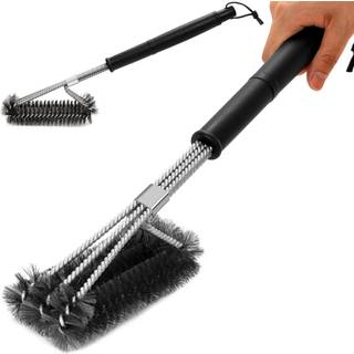 Nexcover BBQ grillbørste - 18 Barbecue Cleaning Brush Rustfrit stål Grill Grate Renser Safe Wire Scrubber 3 i 1 børstehust BBQ Brush Triple -Head