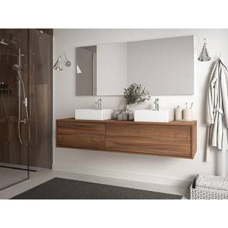 Væghængt vaskeskab i mørk naturfarve 150 cm ISAURE