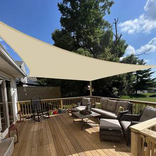 E&K Sunrise 10 'X 12' Sun Shade Sail Rectangle Canopy Shade Cover UV Block til Patio Backyard Garden Outdoor (Beige)