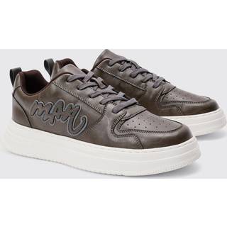 Mens Man PU Chunky Sole Trainer In Chocolate