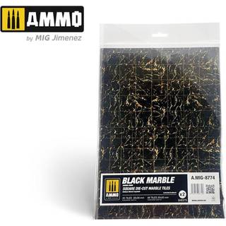 Black Marble. Square Die-cut Marble Tiles - 2 pcs