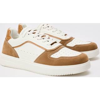 Mens Suede Contrast Panel Trainer In Tan