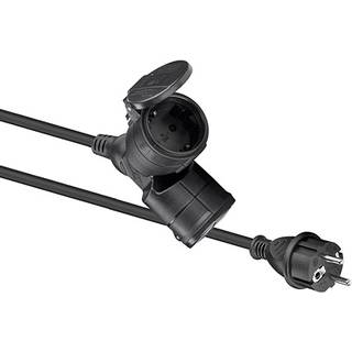 Goobay udendørs dobbelt forlængerledning, 10 m - sort