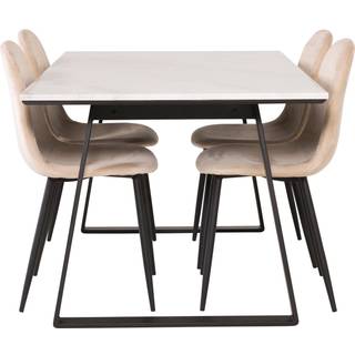 Estelle t Spisebordssæt  - Beige, Sort, Messing og Hvid
