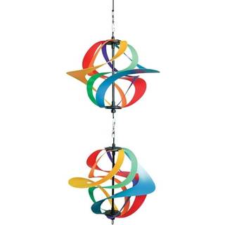 I The Breeze 2481 - Rainbow Poly Double Vortex Spinner - Mesmerizing and Colorful Hanging Wind Spinner
