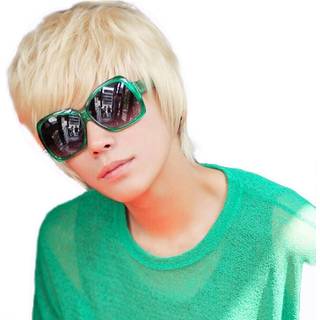 Omorfieer cool herre kort lige platin blondine parykker mandlige drenge fest cosplay fuld paryk