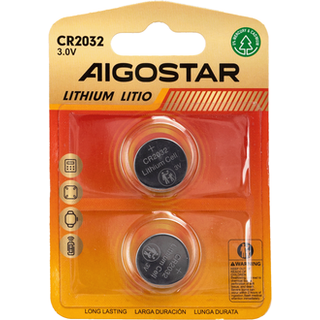 2 stk. Knapcellebatteri - CR2032, 3V