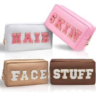 Burskit preppy makeup tasker stoney clover 4 stk rejse arrangør patch taske stor varsity chenille brev kosmetisk toiletartik