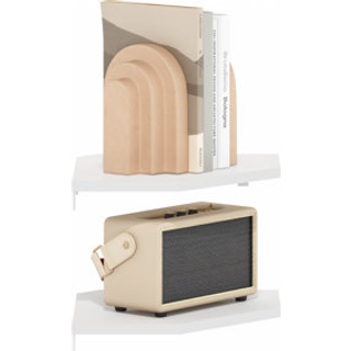 Furinno rossi hexagon hjørne flydende hylder vægmontering display hylde hvidt sæt på 2