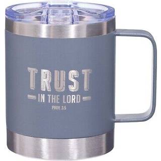 Kristne kunst gaver rustfrit st?l dobbelt v?g vakuum isoleret lejrstil rejse krus 11 oz gr? kaffekrus med udtr?kkeligt l?g til m?nd/kvinder med b