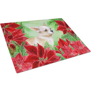 Caroline's Treasures CK1345LCB Chihuahua Leg Up Poinsettas Glass Cutting Board Stor dekorativt tempereret glas køkkenskæring og serveringsplade S