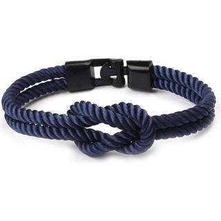 Mørk blå håndlavet stof armbånd knude reb mænds label flåde