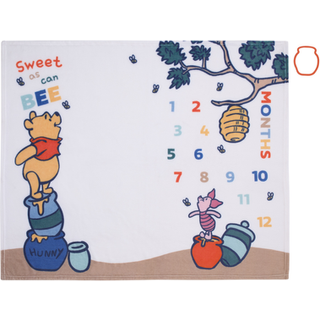Nojo Disney Winnie the Pooh White Blue and Yellow Sweet Som kan bi Super Soft Photo Op Milestone Baby Tæppe