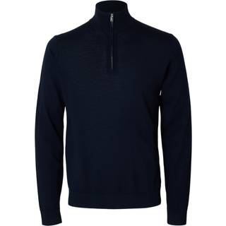 Selected Tray LS Merino Knit Half Zip Navy Blazer