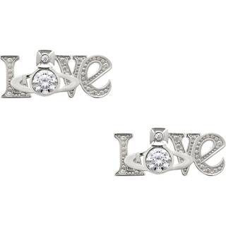 Vivienne Westwood Sterling Silver Crystal Erica Love Stud Earrings - Silver