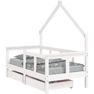 sengeramme til juniorseng m. skuffer 70x140 cm massivt fyr hvid