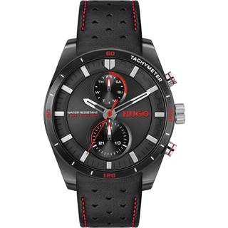 HUGO 1530370 Fast Multifunction Black Leather Strap Watch - W45413