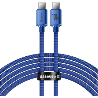 FORÅRSUDSALG - Baseus - Krystalstrålende USB-C til USB-C kabel, 100W, 2m (blå)
