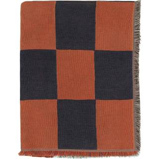 Marimekko Kukko ja Kana plaid 130x170 cm Off white- dark blue-Orange red