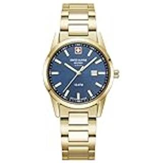 Swiss Alpine Military 7767.1115 Damenuhr Argos gold blau 34mm 10ATM