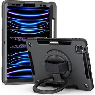 EIDERWOOD iPad Air 10.9-11" (2025-2020) / Pro 11" (2022-2018) Håndværker Cover m. Beskyttelsesfilm & Håndholder - Sort