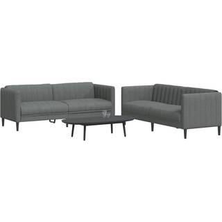 sofasæt 2 dele stof mørkegrå