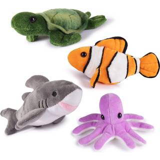 Plush udstoppede havdyr | Plush Sea Creatures Set | S?t med 4 overd?dige havdyr | Octopus Sea Turtle Shark & ???lownfish | Baby udstoppede dyr