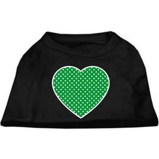 Green Swiss Dot Heart Screen Print Shirt Black XXXL
