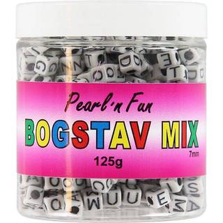 Pearl'n Fun bogstaver 7 mm sort/hvid (På lager i varehus)