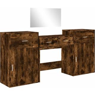 Makeupbord 4 Dele Konstrueret Træ - Røget eg