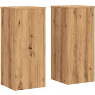 plantestativer 2 stk. 30x30x70 cm konstrueret træ egetræsfarvet