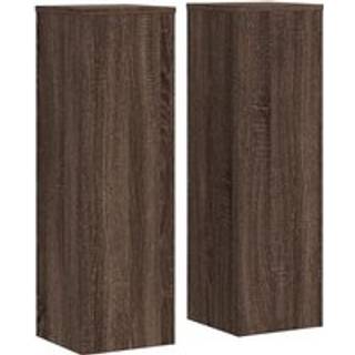 plantestativer 2 stk. 25x25x80 cm konstrueret træ brunt eg